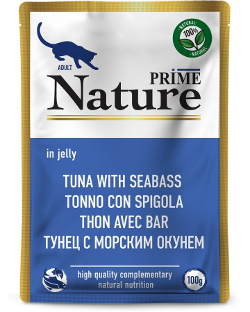 Prime Nature Cat Тунец с Морским Окунем в желе 100 g для кошек