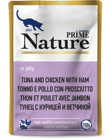 Prime Nature Cat Тунец с Курицей и Ветчиной в желе 100 g для кошек