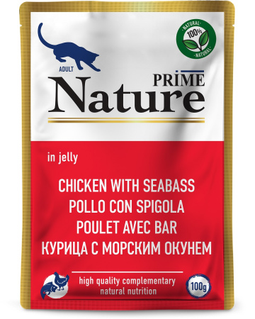 Prime Nature Cat Курица с Морским окунем в желе 100 g для кошек