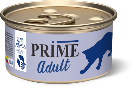Prime Adult Cat Тунец с Тилапией и Ананасом в собственном соку 85 g для кошек