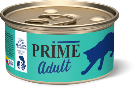 Prime Adult Cat Тунец с Сибасом и Ананасом в собственном соку 85 g для кошек