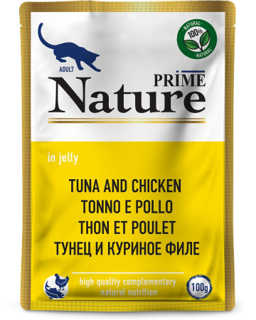 Prime Nature Cat Тунец и Куриное филе в желе 100 g для кошек