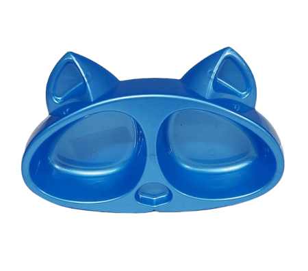 Zooexpress Миска КИСКА двойная для кошек и собак 2 х 0,2 л Голубая