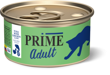 Prime Adult Cat Тунец с Курицей и Киви в собственном соку 85 g для кошек