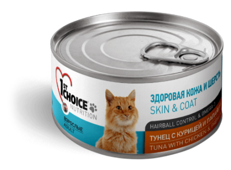 1st CHOICE Skin & Coat Тунец Курица Папайя 85 g для кошек