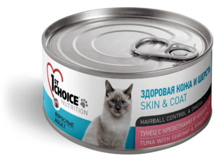 1st CHOICE Skin & Coat Тунец Креветки Ананас 85 g для кошек