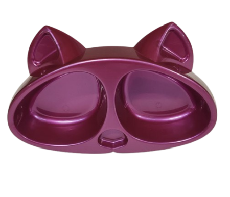 Zooexpress Миска КИСКА двойная для кошек и собак 2 х 0,2 л Лиловая
