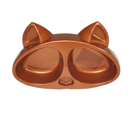 Zooexpress Миска КИСКА двойная для кошек и собак 2 х 0,2 л Коричневая