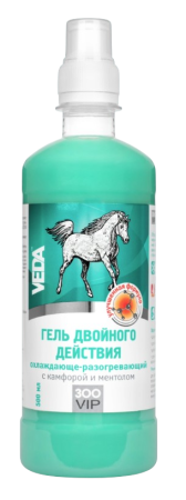 VEDA Гель ДВОЙНОГО ДЕЙСТВИЯ охлаждающе - разогревающий с камфорой и ментолом ЗООVIP для лошадей 500 мл