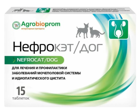 Pchelodar Нефрокэт/дог для профилактики мочекаменной болезни у кошек и собак 15 таблеток