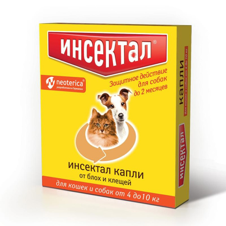 Инсектал капли от блох и клещей для собак от 4 до 10 кг
