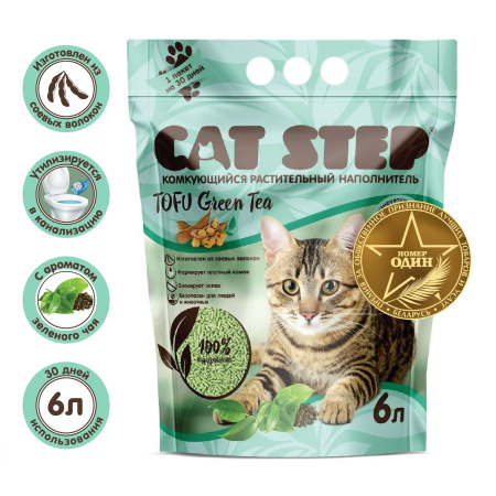 Cat Step комкующийся растительный Tofu Green Tea 6 л
