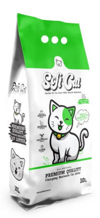 Soft Cat Наполнитель комкующийся бентонитовый с ароматом Алоэ Вера 10 л