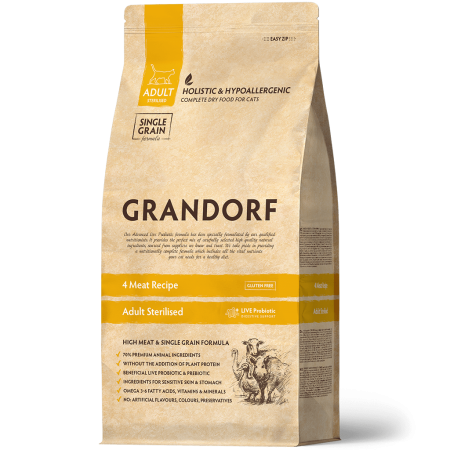 Grandorf Cat 4 Meat Probiotics Adult Sterilised 2 kg